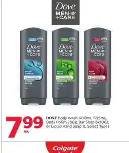 Rexall DOVE Body Wash 400mL-695mL, Body Polish 298g, Bar Soap 6x106g or Liquid Hand Soap 1L offer