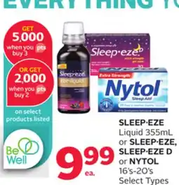 Rexall SLEEP•EZE Liquid 355mL or SLEEP. EZE, SLEEP. EZE D or NYTOL 16' s-20' s offer