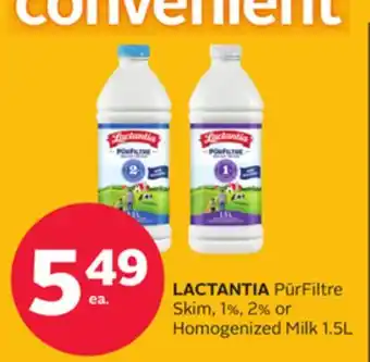 Rexall LACTANTIA PūrFiltre Skim, 1%, 2% or Homogenized Milk 1.5L offer