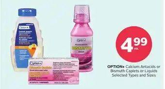 Rexall OPTION + Calcium Antacids or Bismuth Caplets or Liquids offer