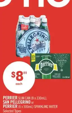 Shoppers Drug Mart PERRIER SLIM CAN (8 x 330mL), SAN PELLEGRINO or PERRIER (6 x 500mL) SPARKLING WATER offer