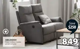 JYSK ABILDSKOV Power recliner, 2-seater, pocket coil, grey offer