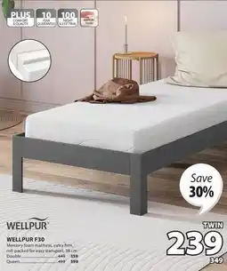 JYSK WELLPUR F30 Memory foam mattress offer