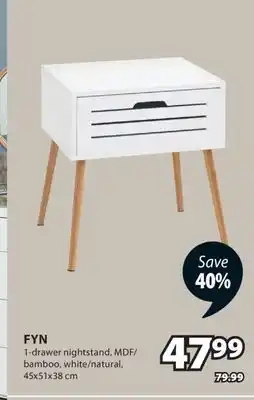 JYSK FYN 1-drawer nightstand, MDF/bamboo offer