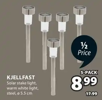 JYSK KJELLFAST Solar stake light, warm white light, steel offer