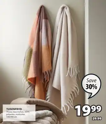 JYSK TUSENFRYD Throw, faux mohair offer