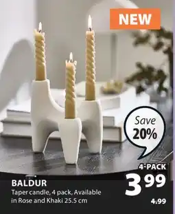 JYSK BALDUR Taper candle, 4 pack offer