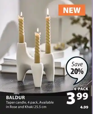 JYSK BALDUR Taper candle, 4 pack offer