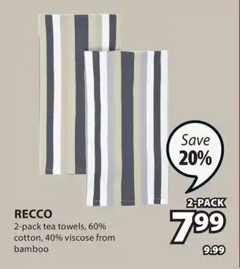 JYSK RECCO Tea Towels 2-pack offer