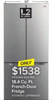 Leon's L2 Stainless Steel French Door Refrigerator (18.4 Cu.Ft.) - LRF18B5AST offer