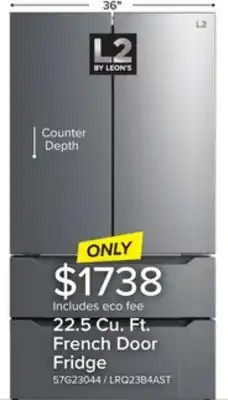 Leon's L2 Stainless Steel Counter-Depth French Door Refrigerator (22.48 Cu.Ft.) - LRQ23B4AST offer