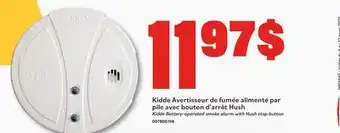 Matériaux Pont Masson Kidde Battery-operated smoke alarm with Hush stop button offer