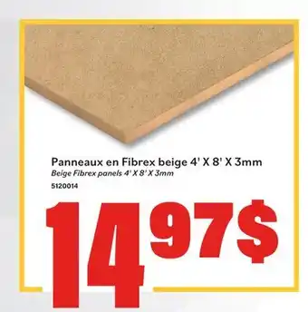 Matériaux Pont Masson Beige Fibrex panels 4' X 8' X 3mm offer