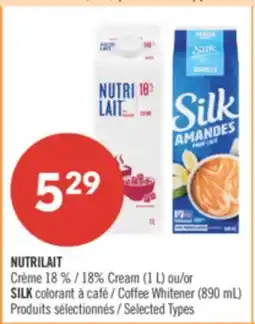 Pharmaprix NUTRILAIT 18% Cream (1 L) or SILK Coffee Whitener (890 mL) offer