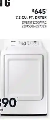 RONA SAMSUNG 7.2 CU. FT. DRYER offer