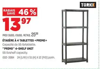 BMR ÉTAGÈRE À 4 TABLETTES PRIMO offer