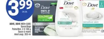 Uniprix DOVE, DOVE MEN+CARE Savon/Soap, Pains/Bars, Savon à mains Hand soap offer