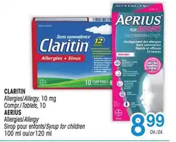 Uniprix CLARITIN Allergies/Allergy, 10 mg AERIUS Allergies/Allergy Sirop pour enfants/Syrup for children offer