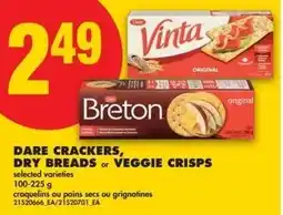 No Frills Dare crackers or dry breads and veggie crisps offer