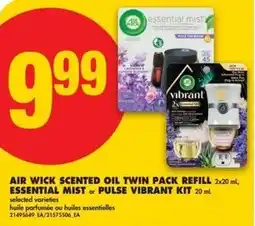 No Frills Air wick scented oil twin pack refill 2x20 ml, essential mist or pulse vibrant kit offer