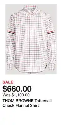 Holt Renfrew THOM BROWNE Tattersall Check Flannel Shirt offer