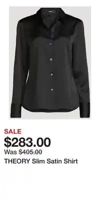 Holt Renfrew THEORY Slim Satin Shirt offer