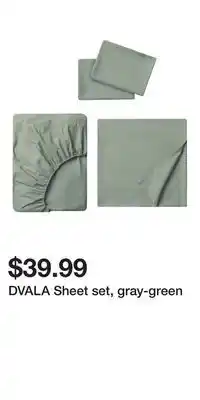 IKEA DVALA Sheet set, gray-green offer