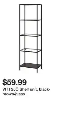 IKEA VITTSJÖ Shelf unit, black-brown/glass offer