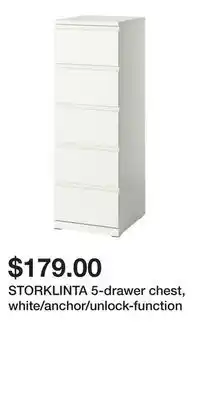 IKEA STORKLINTA 5-drawer chest, white/anchor/unlock-function offer