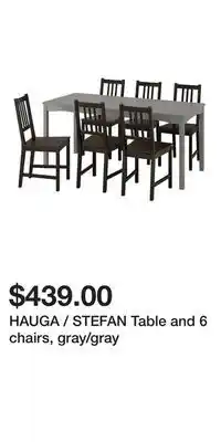 IKEA HAUGA / STEFAN Table and 6 chairs, gray/gray offer