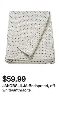 IKEA JAKOBSLILJA Bedspread, off-white/anthracite offer