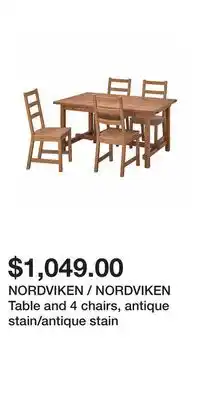 IKEA NORDVIKEN / NORDVIKEN Table and 4 chairs, antique stain/antique stain offer