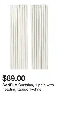 IKEA SANELA Curtains, 1 pair, with heading tape/off-white offer