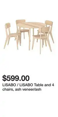 IKEA LISABO / LISABO Table and 4 chairs, ash veneer/ash offer