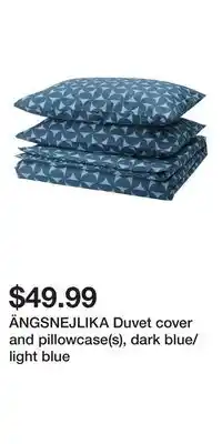 IKEA ÄNGSNEJLIKA Duvet cover and pillowcase(s), dark blue/light blue offer