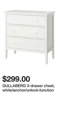 IKEA GULLABERG 3-drawer chest, white/anchor/unlock-function offer