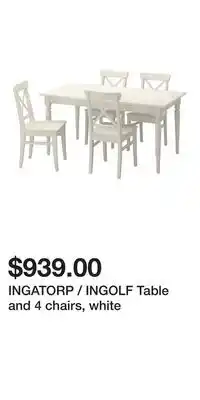 IKEA INGATORP / INGOLF Table and 4 chairs, white offer