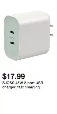 IKEA SJÖSS 45W 2-port USB charger, fast charging offer