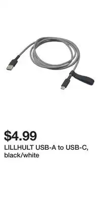 IKEA LILLHULT USB-A to USB-C, black/white offer