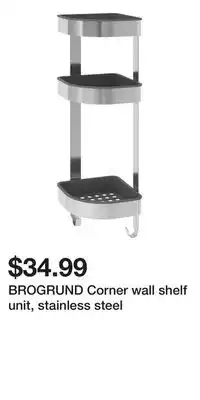 IKEA BROGRUND Corner wall shelf unit, stainless steel offer