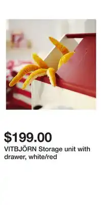 IKEA VITBJÖRN Storage unit with drawer, white/red offer