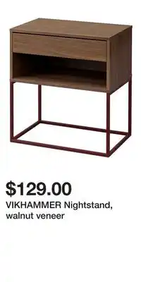 IKEA VIKHAMMER Nightstand, walnut veneer offer