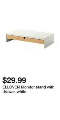 IKEA ELLOVEN Monitor stand with drawer, white offer