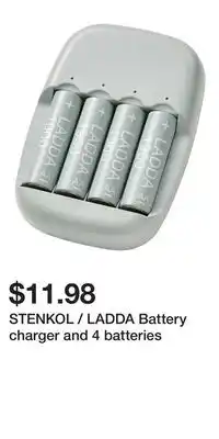 IKEA STENKOL / LADDA Battery charger and 4 batteries offer