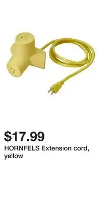 IKEA HORNFELS Extension cord, yellow offer