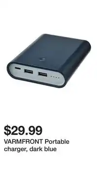 IKEA VARMFRONT Portable charger, dark blue offer