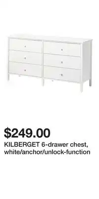 IKEA KILBERGET 6-drawer chest, white/anchor/unlock-function offer