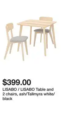 IKEA LISABO / LISABO Table and 2 chairs, ash/Tallmyra white/black offer