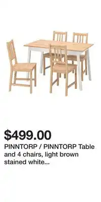 IKEA PINNTORP / PINNTORP Table and 4 chairs, light brown stained white stained/light brown stained offer