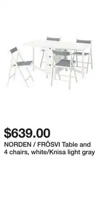 IKEA NORDEN / FRÖSVI Table and 4 chairs, white/Knisa light gray offer